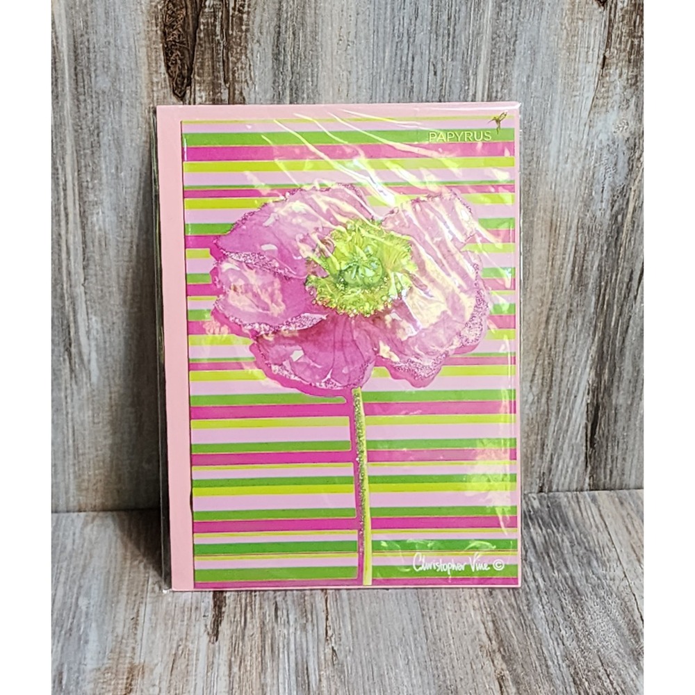 Papyrus Christopher Vine Embossed Glittery Flower Stripes Birthday Card